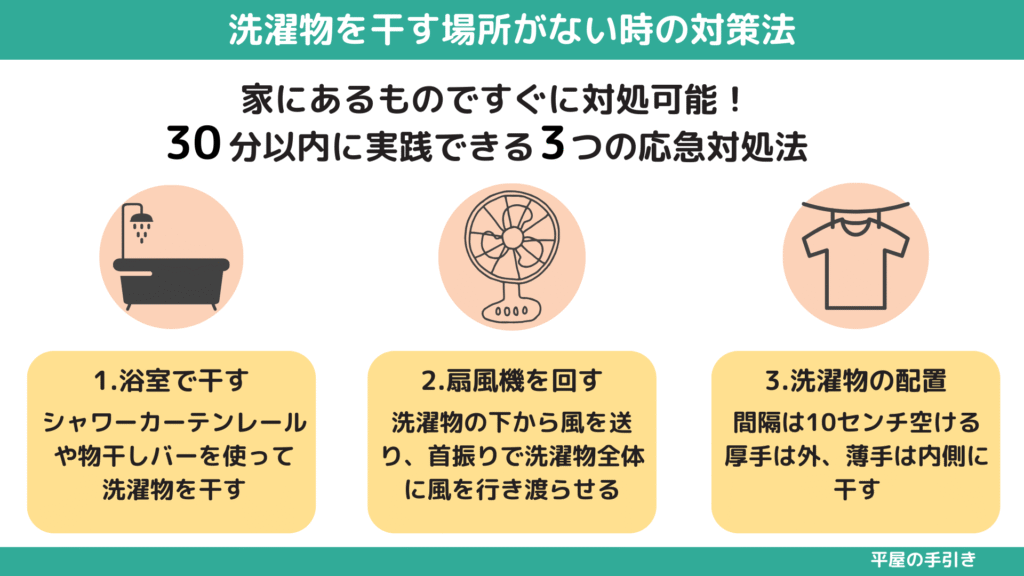 【図解】洗濯物を干す場所がない時の対処法